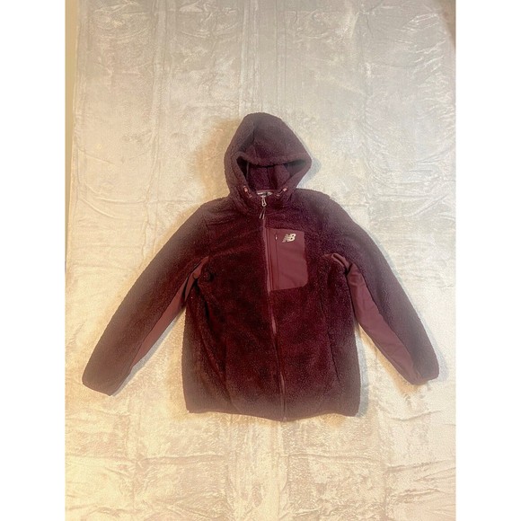 New Balance Women's Large Fleece Full‎ Zip Up Jacket Deep Plum Purple Wine Red - Picture 1 of 4